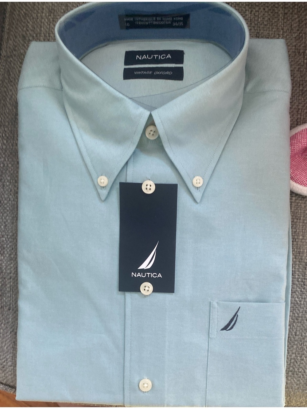 Nautica Mens NWT Size 16 34/35 Shirt Cameo Green Button-Down Long Sleeve Oxford